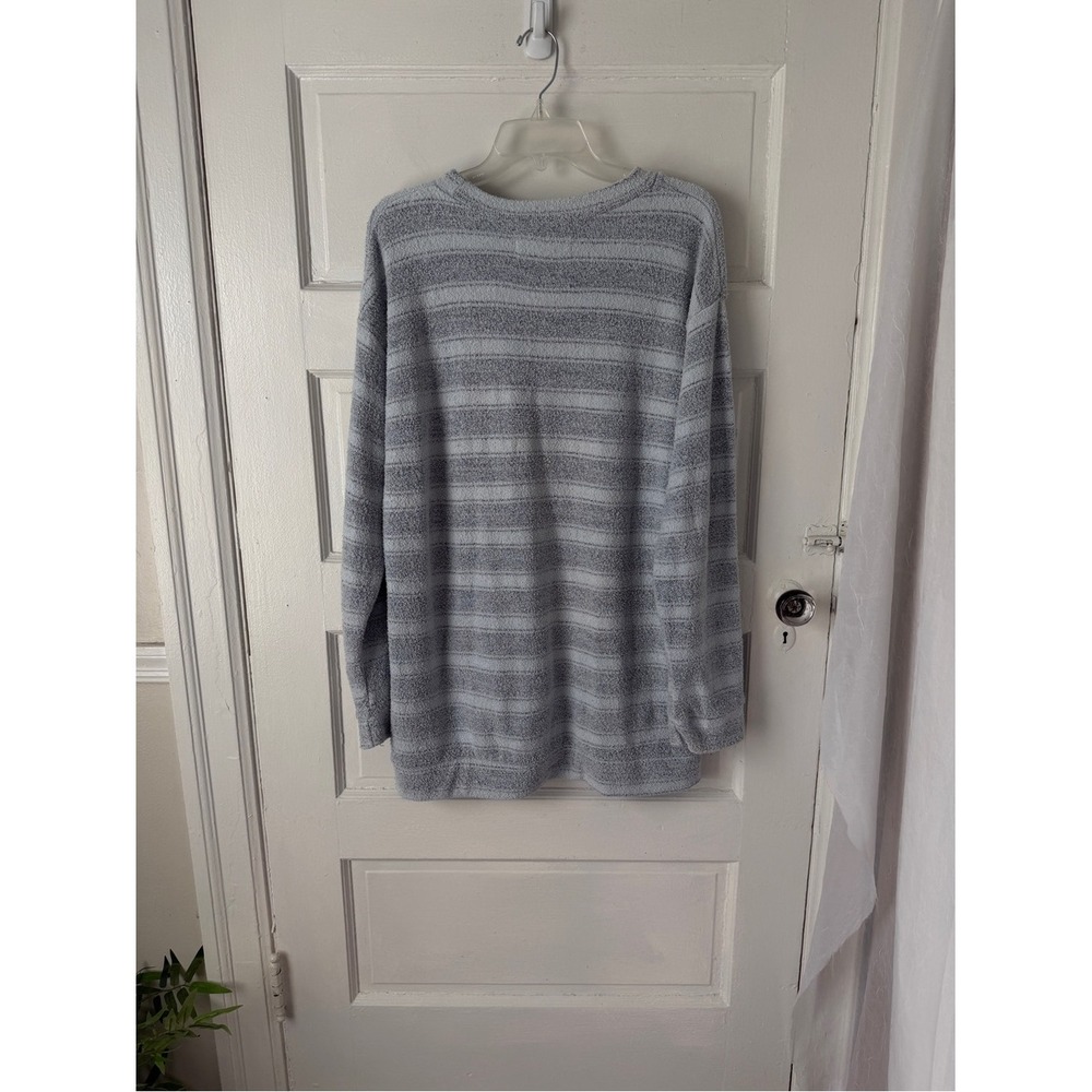 Vineyard Crew Textured Striped Crewneck Sweater Light Blue Gray Cotton Blend XL - Picture 2 of 11